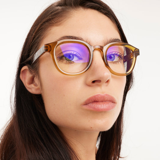 BARNER Andy - Glossy Olive Combi Blue Light Reading Glasses