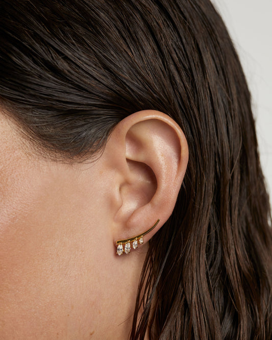 PDPAOLA Aqua Climbing Earrings - 925 Sterling Silver / 18K Gold Plating