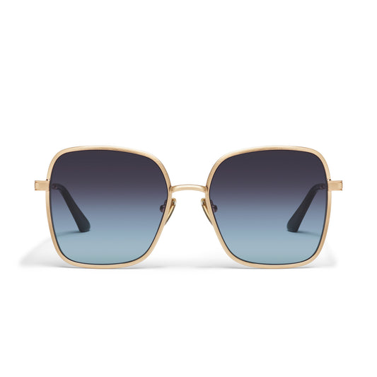 QUAY 5th Ave Sunglasses - Brushed Gold/Smoke Aqua