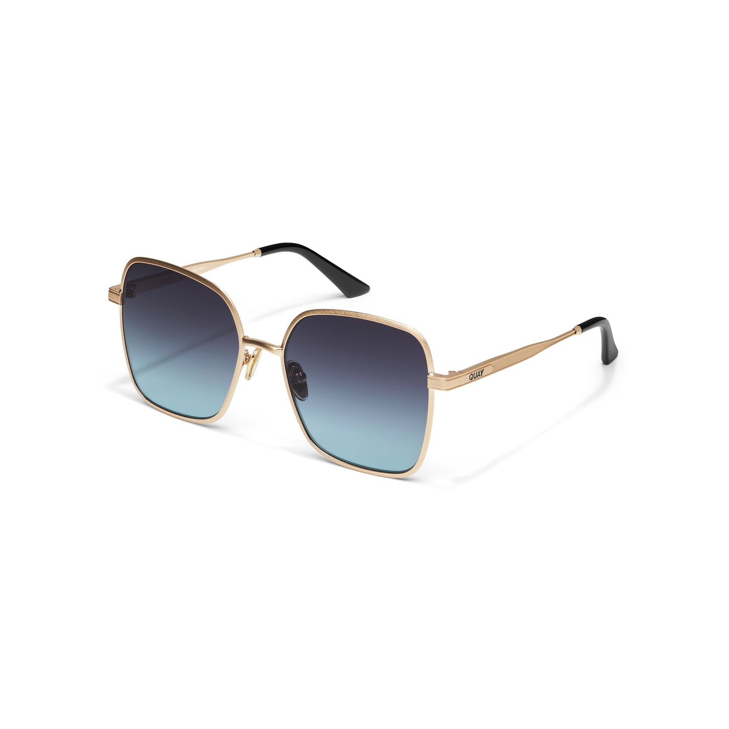 QUAY 5th Ave Sunglasses - Brushed Gold/Smoke Aqua
