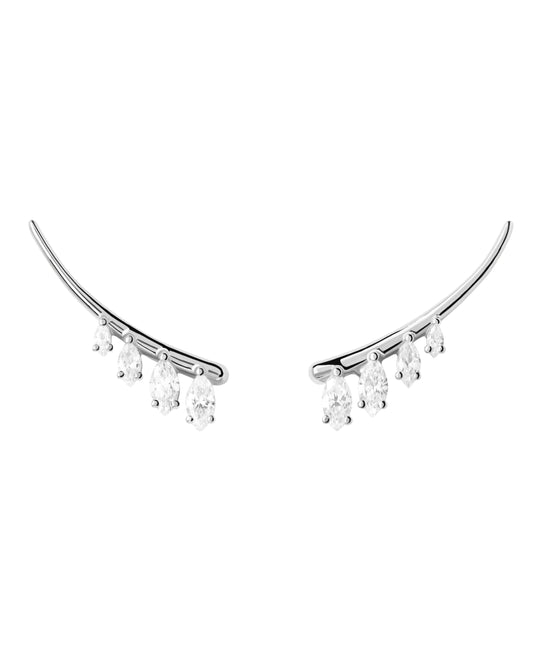 PDPAOLA Aqua Silver Climbing Earrings - 925 Sterling Silver