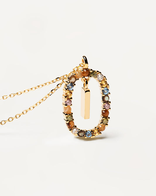 PDPAOLA Letter I Necklace - 925 Sterling Silver / 18K Gold Plating with Gemstones