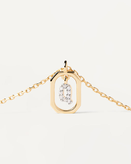 PDPAOLA Mini Letter Q Necklace - 925 Sterling Silver / 18K Gold Plating