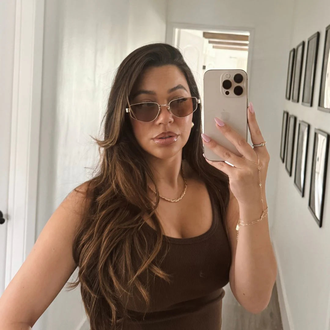 QUAY Hit Single Sunglasses - Gold/Tan