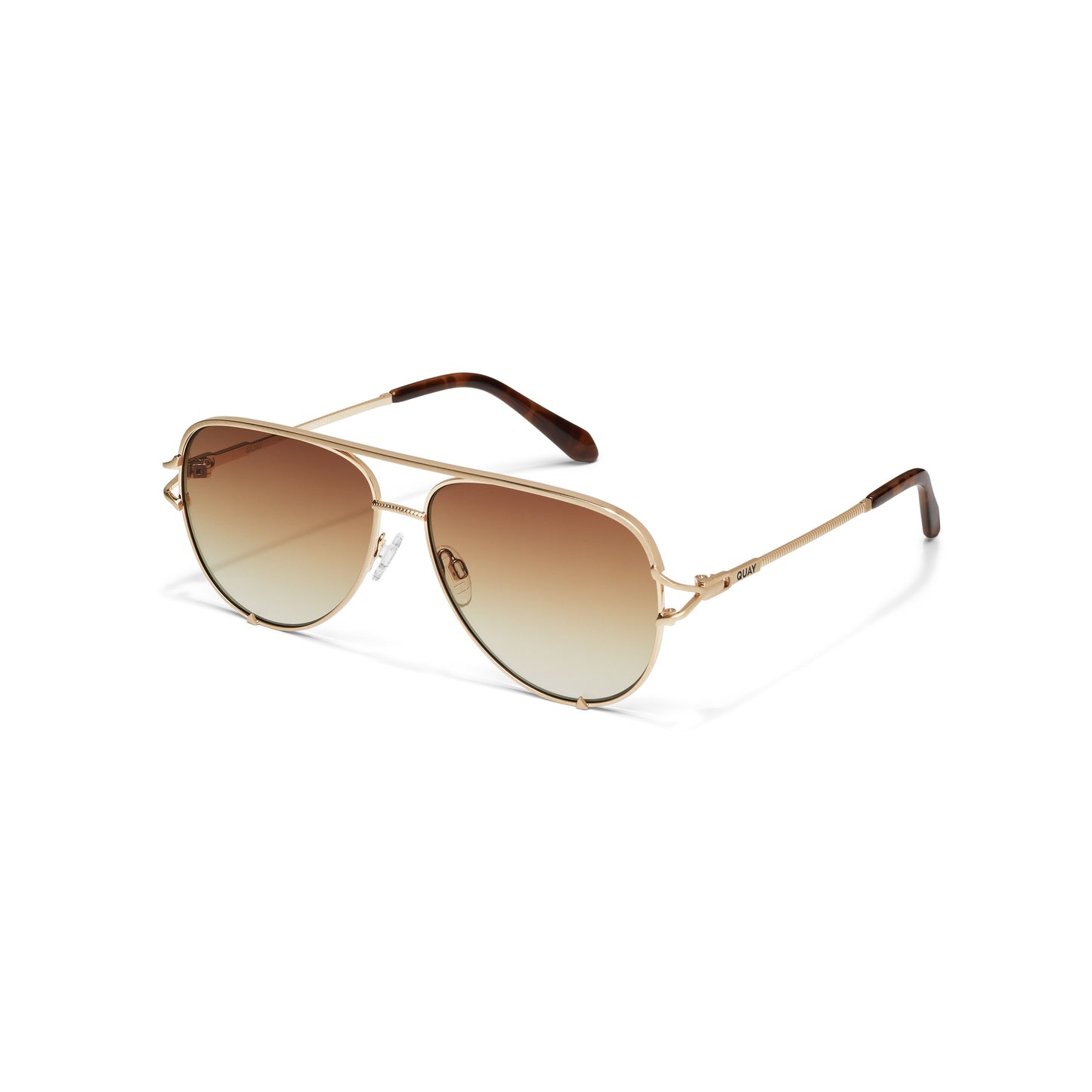 QUAY High Key Twist Sunglasses - Brushed Gold/Sepia