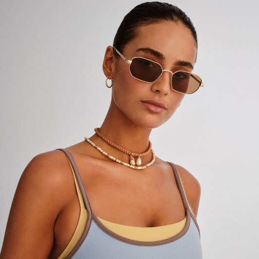 Le Specs Mythic Sunglasses | Gold Light Brown Mono