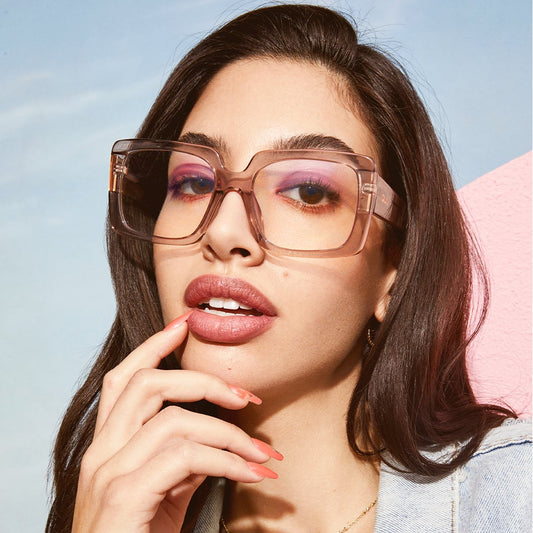 QUAY Total Vibe Blue Light Glasses - Tan/Clear