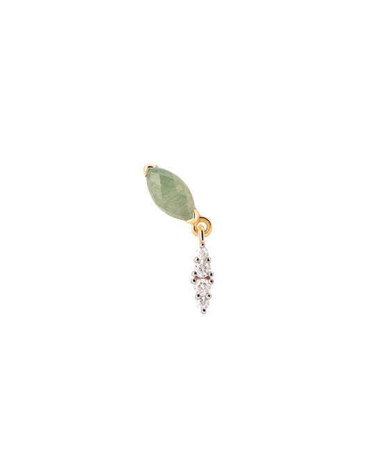 PDPAOLA Green Aventurine Ginger Single Earring - 925 Sterling Silver / 18K Gold Plating
