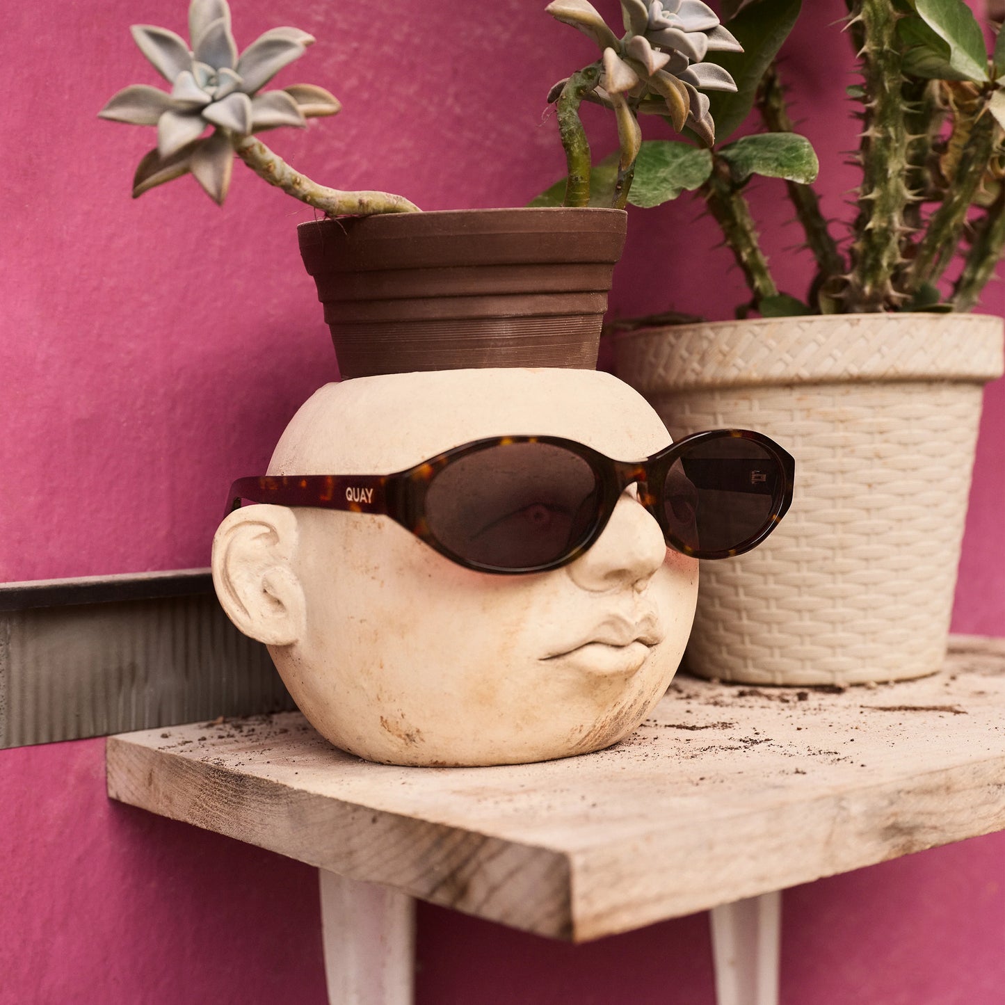 QUAY Aura Points Sunglasses - Neutral Tort/Brown