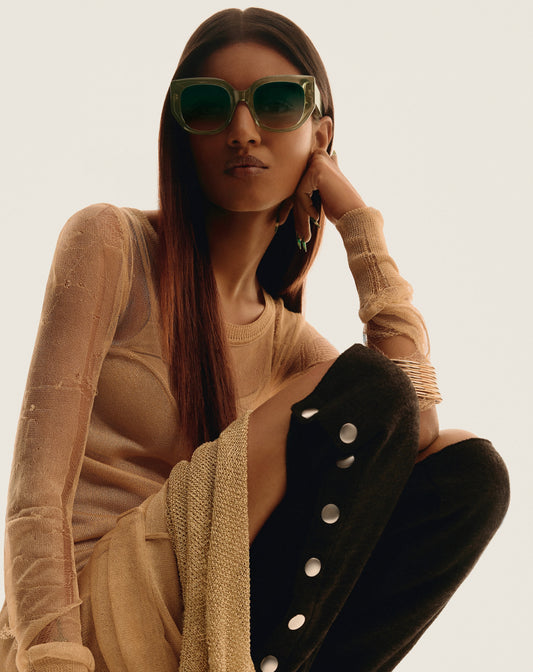 QUAY Busy Busy Sunglasses - Moss/Palm Taupe (Exclusive Colourway)