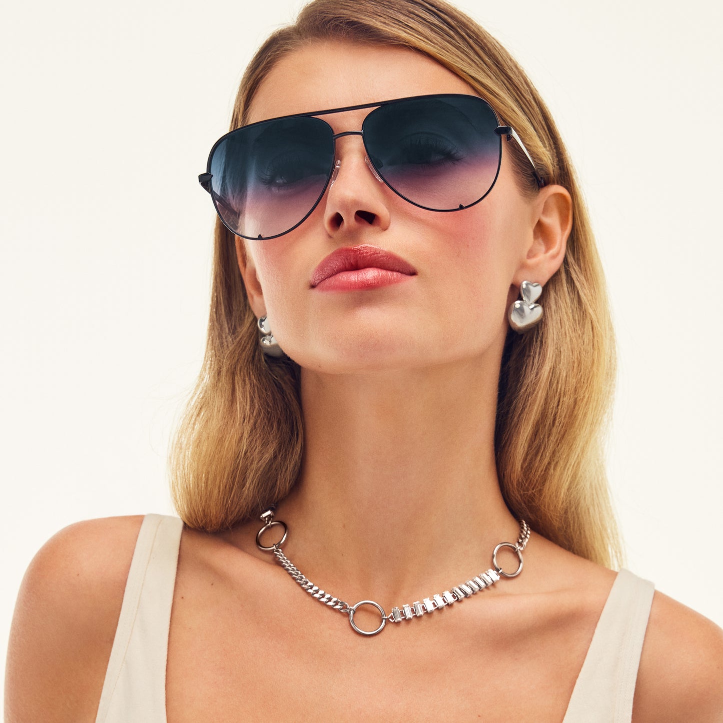 QUAY High Key Extra Large Sunglasses - Black/Teal Glow