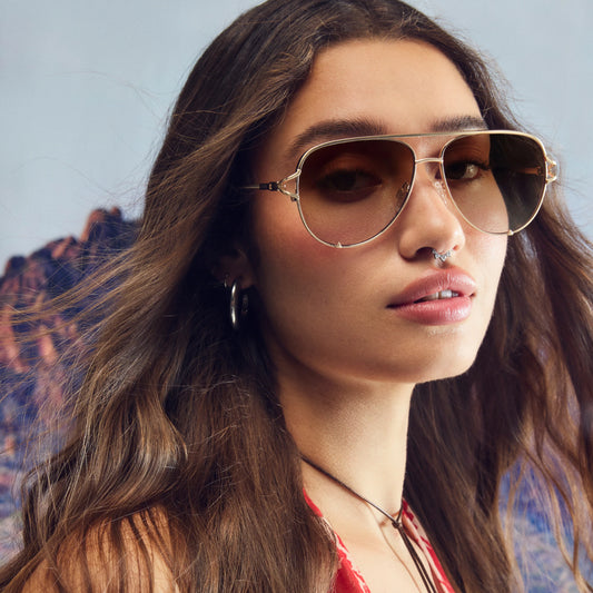 QUAY High Key Twist Sunglasses - Brushed Gold/Sepia
