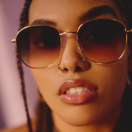 QUAY Jezabell Sunglasses - Gold/Chocolate Blue