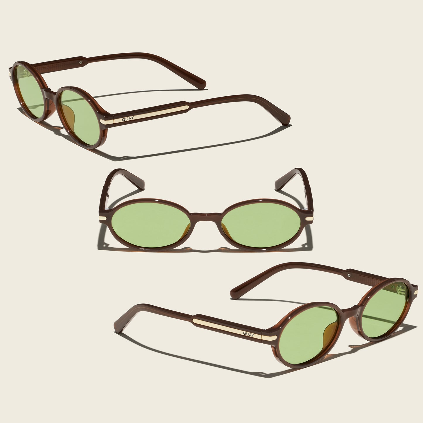 QUAY Nevermind Sunglasses - Dark Brown/Pistachio