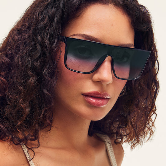 QUAY Nightfall Medium Sunglasses - Black/Smoke Aqua