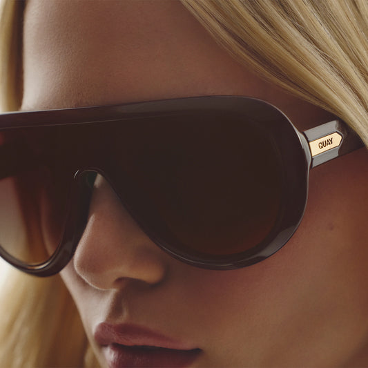 QUAY Set List Sunglasses - Espresso/Dark Brown Camel