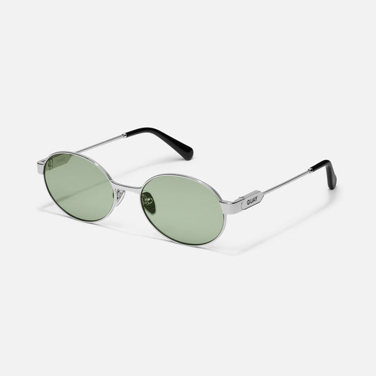 QUAY Anyways Sunglasses - Silver/Moss