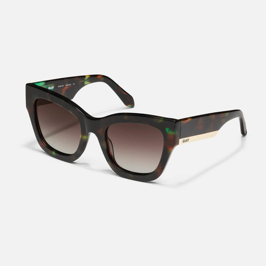 QUAY By The Way Sunglasses - Dappled Green Tortoise/Brown