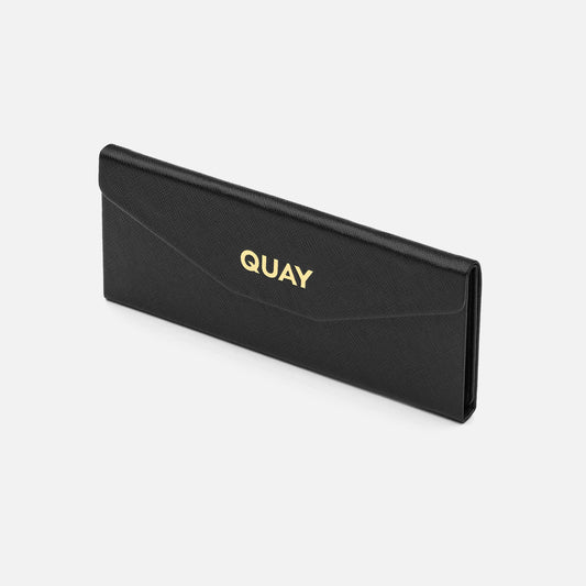 QUAY Embossed Tri Fold Case - Black Texture/Gold