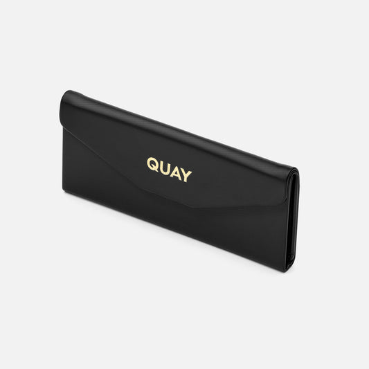 QUAY Embossed Tri Fold Case - Black Nylon/Gold