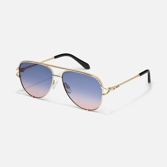 QUAY High Key Twist Sunglasses - Gold/Blue Rose