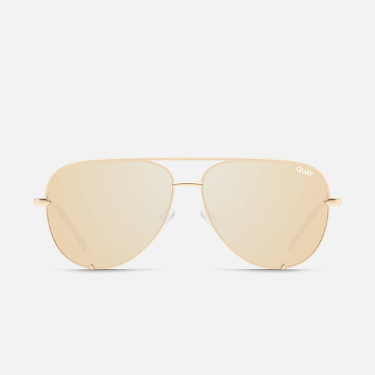 QUAY High Key Large Sunglasses - Gold/Gold Polarized