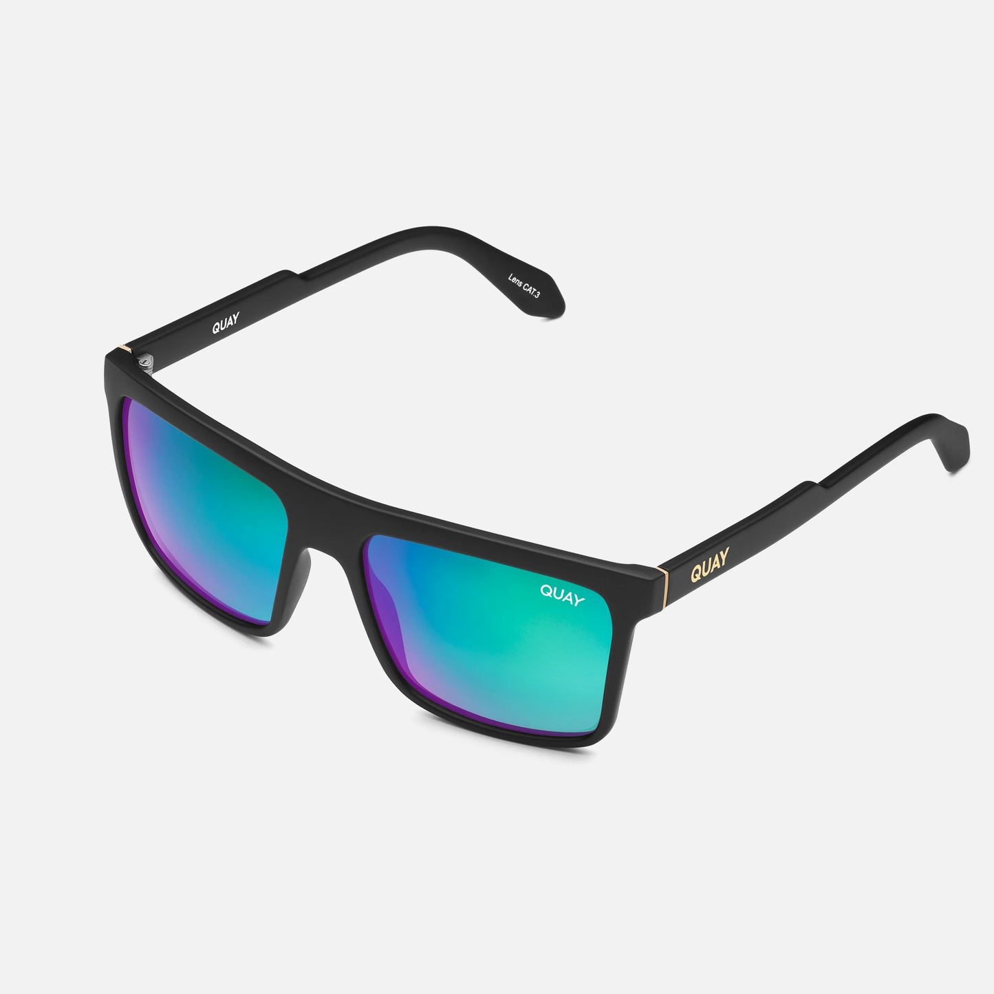 QUAY Let It Run Sunglasses - Matte Black/Navy Polarized