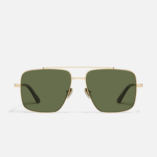 QUAY Level Out Sunglasses - Gold/Green Polarized