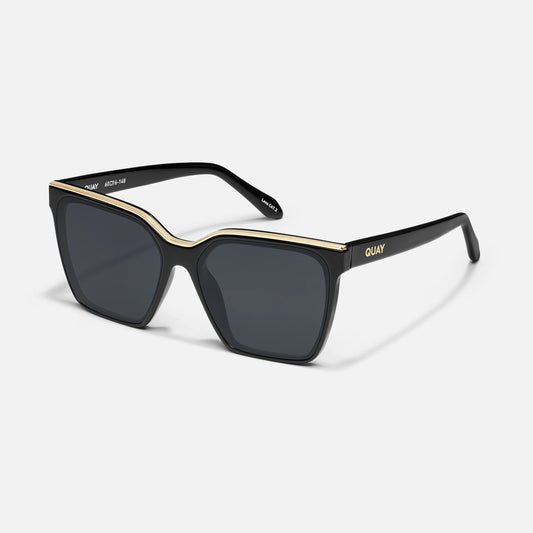 QUAY Level Up Sunglasses - Black Gold/Smoke Polarized