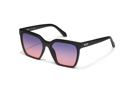 QUAY Level Up Sunglasses - Matte Black/Dusk Pink (Exclusive Colourway)