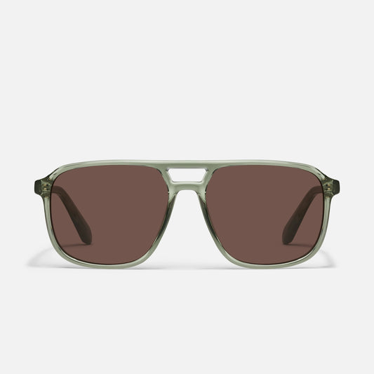 QUAY On The Fly Large Sunglasses - Moss/Brown