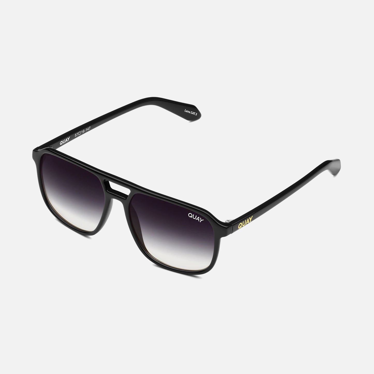 QUAY On The Fly Sunglasses - Black/Black Fade