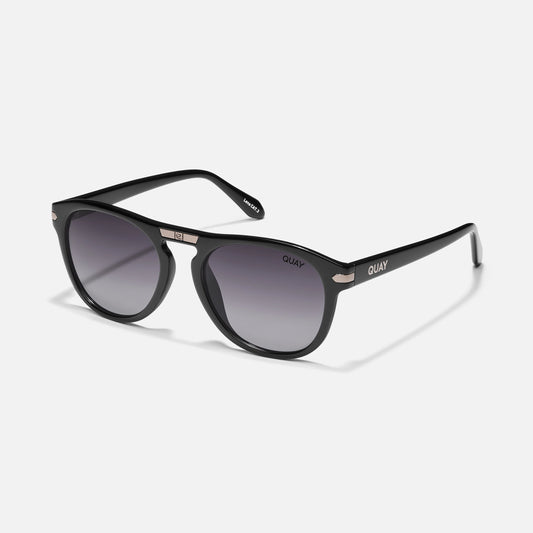 QUAY Slicked Back Sunglasses - Black/Smoke Polarized
