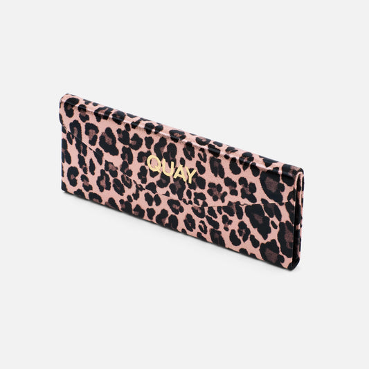 QUAY Embossed Tri Fold Case - Blush Cheetah/Gold