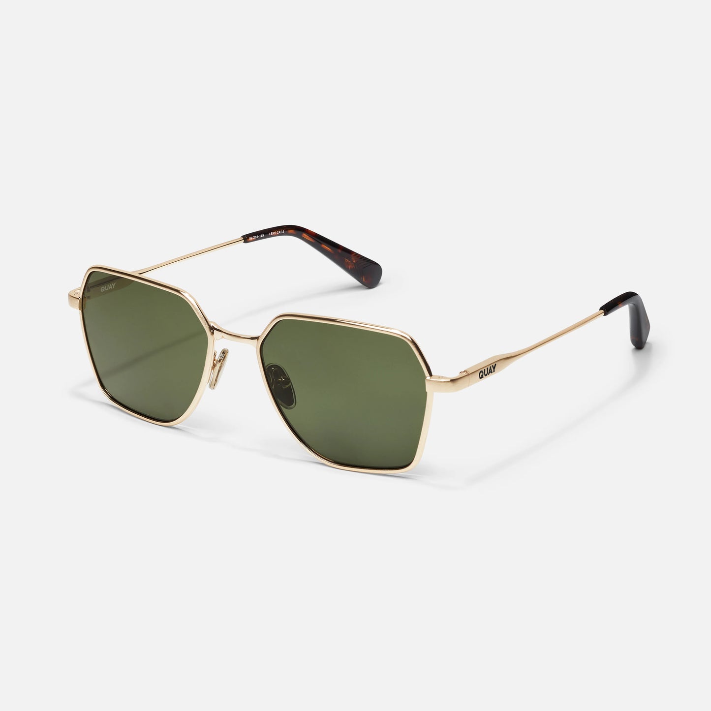 QUAY World Tour Sunglasses - Brushed Gold/Green Polarized