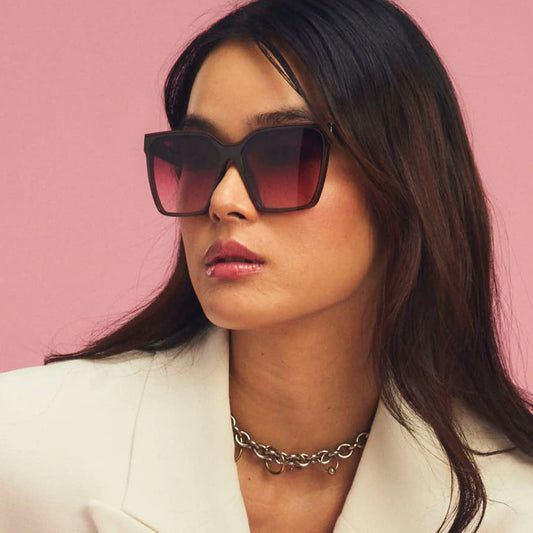 QUAY Level Up Sunglasses - Dark Brown/Rouge Glow