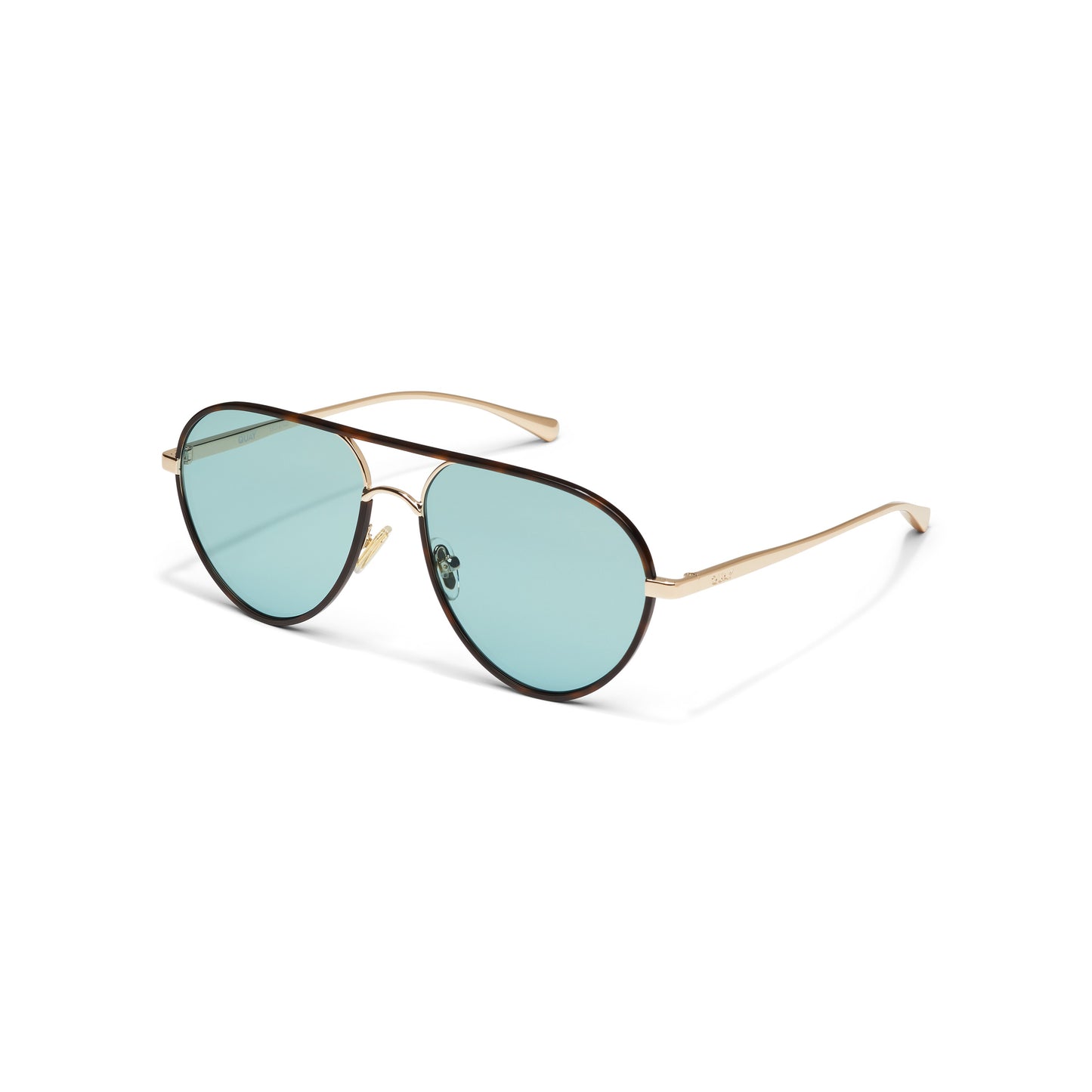 QUAY Say Less Sunglasses - Amber Tort/Aqua
