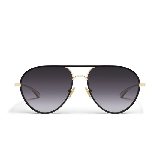 QUAY Say Less Sunglasses - Black Gold/Smoke