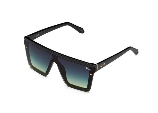 QUAY Hindsight Sunglasses - Black/Smoke Green