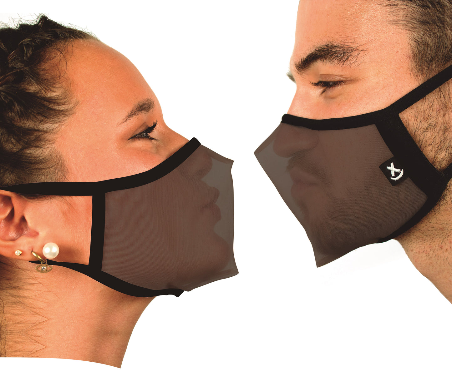 XULA UNISEX ALL BLACK - Certified Reusable Transparent Mask with Black Fabric & Black Trim