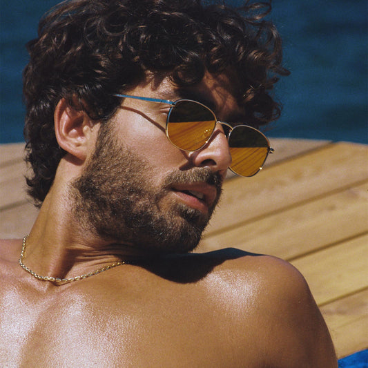 LE SPECS NEPTUNE DEUX Gold Brass Mirror Sunglasses | PresenceConcept.com