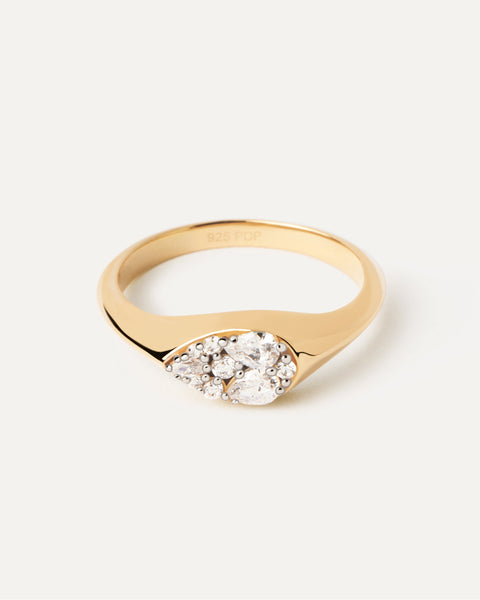 PDPAOLA Vanilla Stamp Ring - 925 Sterling Silver / 18K Gold Plating