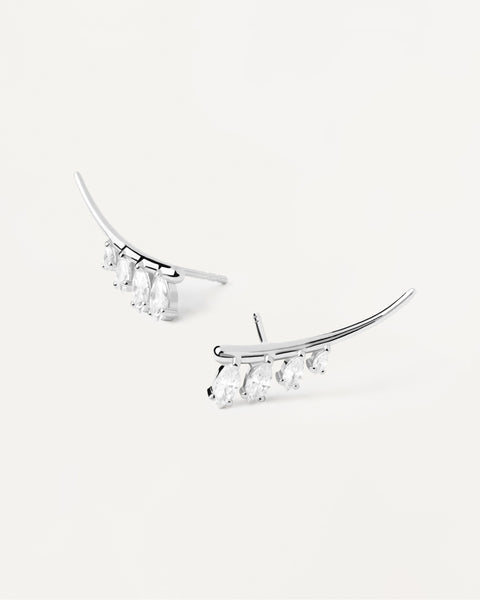 PDPAOLA Aqua Silver Climbing Earrings - 925 Sterling Silver