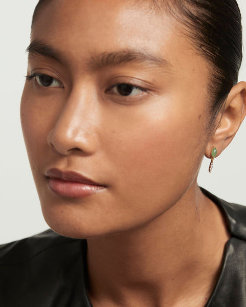 PDPAOLA Green Aventurine Ginger Single Earring - 925 Sterling Silver / 18K Gold Plating