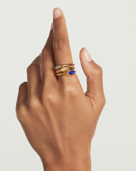 PDPAOLA Duke Stamp Ring - 925 Sterling Silver / 18K Gold Plating