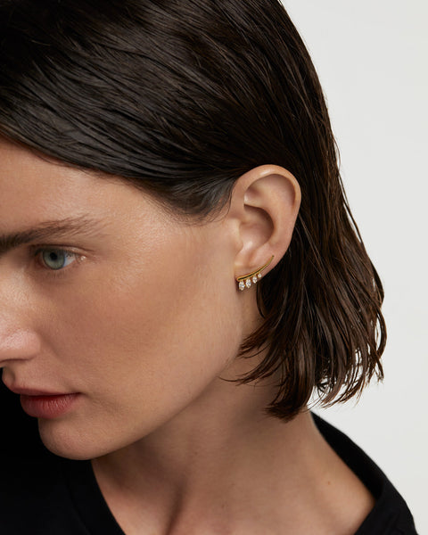 PDPAOLA Aqua Climbing Earrings - 925 Sterling Silver / 18K Gold Plating