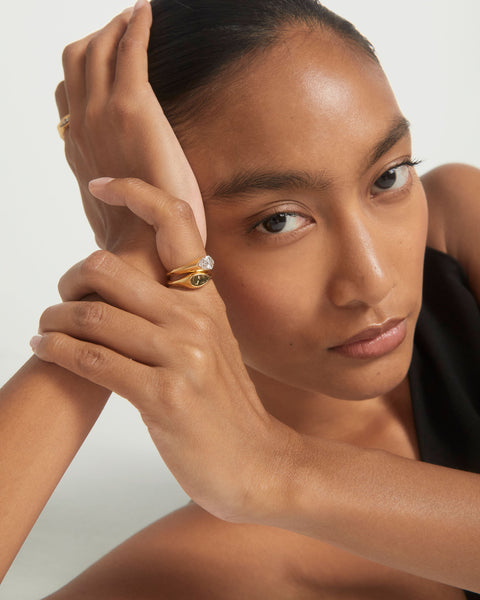 PDPAOLA Vanilla Stamp Ring - 925 Sterling Silver / 18K Gold Plating
