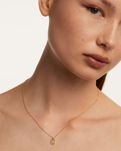 PDPAOLA Mini Letter Q Necklace - 925 Sterling Silver / 18K Gold Plating