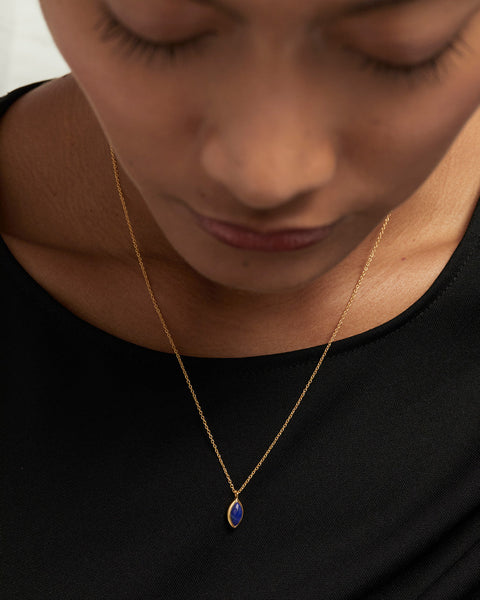 PDPAOLA Lapis Lazuli Nomad Necklace - 925 Sterling Silver / 18K Gold Plating