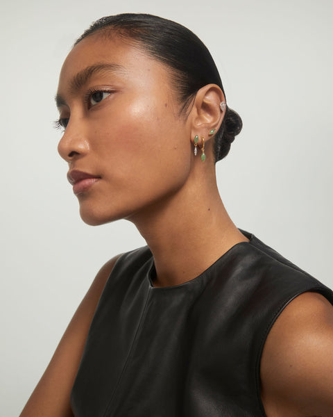 PDPAOLA Green Aventurine Nomad Single Earring - 925 Sterling Silver / 18K Gold Plating